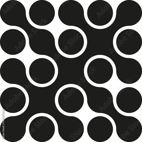 Fused circles arranged in parallel and perpendicular lines, filled with black and spaced evenly.
