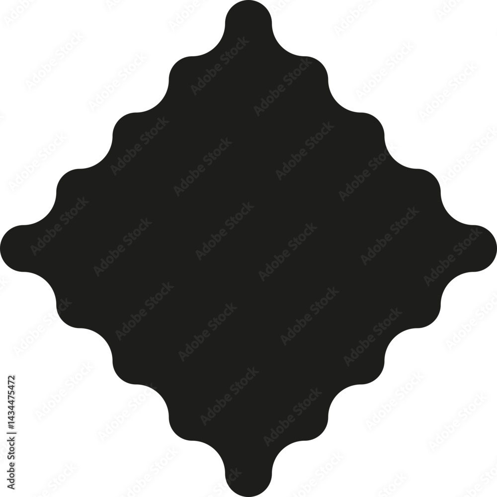 Rhombus-shaped frames with wavy contours, formed by merged circles with black fills. Rhombus-shaped frames with wavy contours, formed by merged circles with black fills.