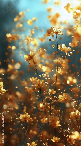 Obraz na płótnie Vibrant Golden Flowers Swaying Gently in a Sunlit Meadow During a Tranquil Summer Afternoon w salonie