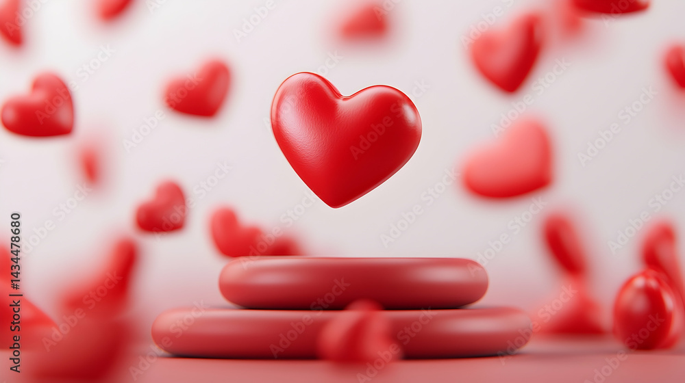 Red Hearts Falling on Warm Background Abstract 3D Rendering Red Hearts Falling on Warm Background Abstract 3D Rendering