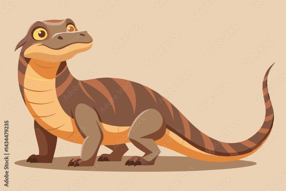 Fototapeta premium illustration of a cartoon-style Komodo dragon.