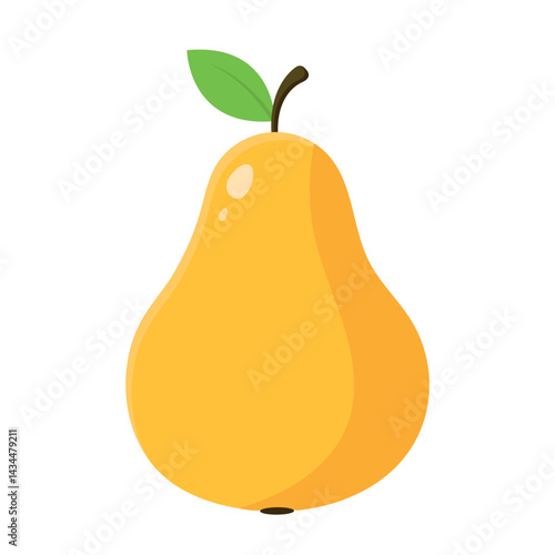 Realistic ripe pear in flat cartoon style. Vector illustration of pear isolated on white background. fruit for different beverage and food design