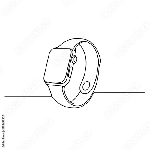 Minimalist outline of a smartwatch design on a clean background  