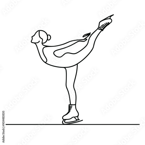 Skater performing a graceful pose on ice background  