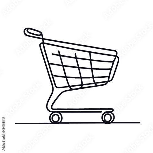 Minimalist Shopping Cart Outline Design  