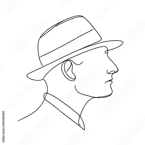 Abstract Line Art of a Man in a Hat Profile  