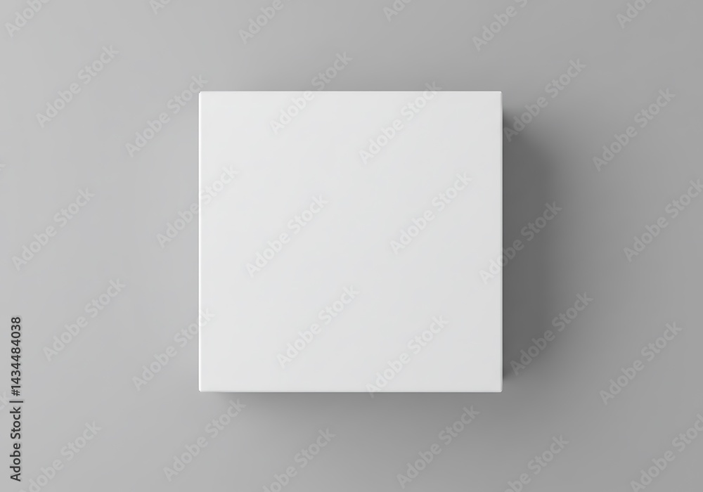 Minimalist shot of a white box mockup on a gray surface Minimalist shot of a white box mockup on a gray surface