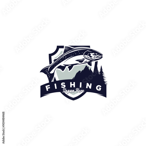 illustration fishing logo design vector