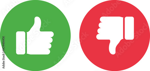 Thumbs up and thumbs down. Vector 