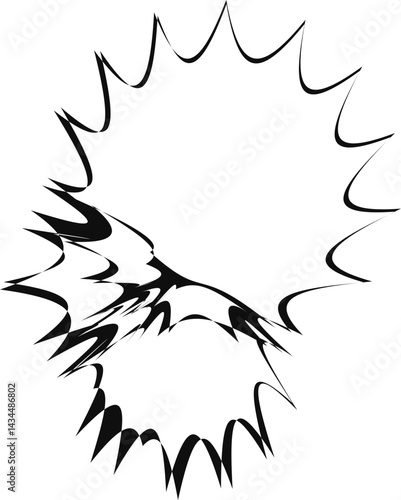 Graphic format of an explosion showing three explosion outbreaks of varying sizes fused into a cohesive composition.
