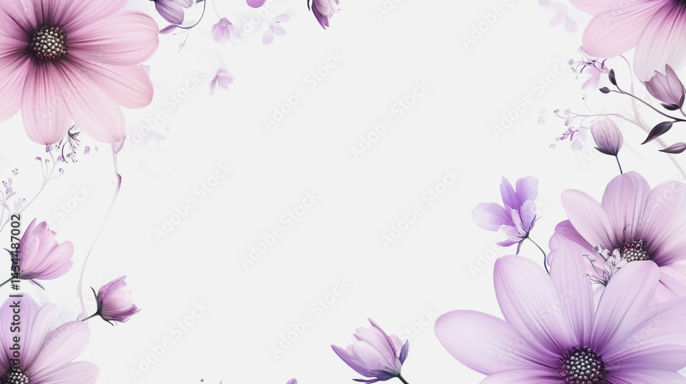 Fototapeta premium watercolor botanical Gerbera flowers texture template background.Elegant wedding invitation card background . Minimal hand painted Design for wedding or Valentine's Day