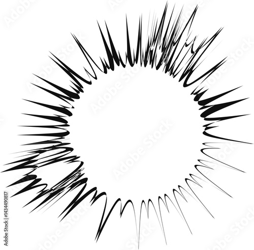 Graphic format of an explosion with one large bubble and three smaller explosion outbreaks merged into a cohesive design.