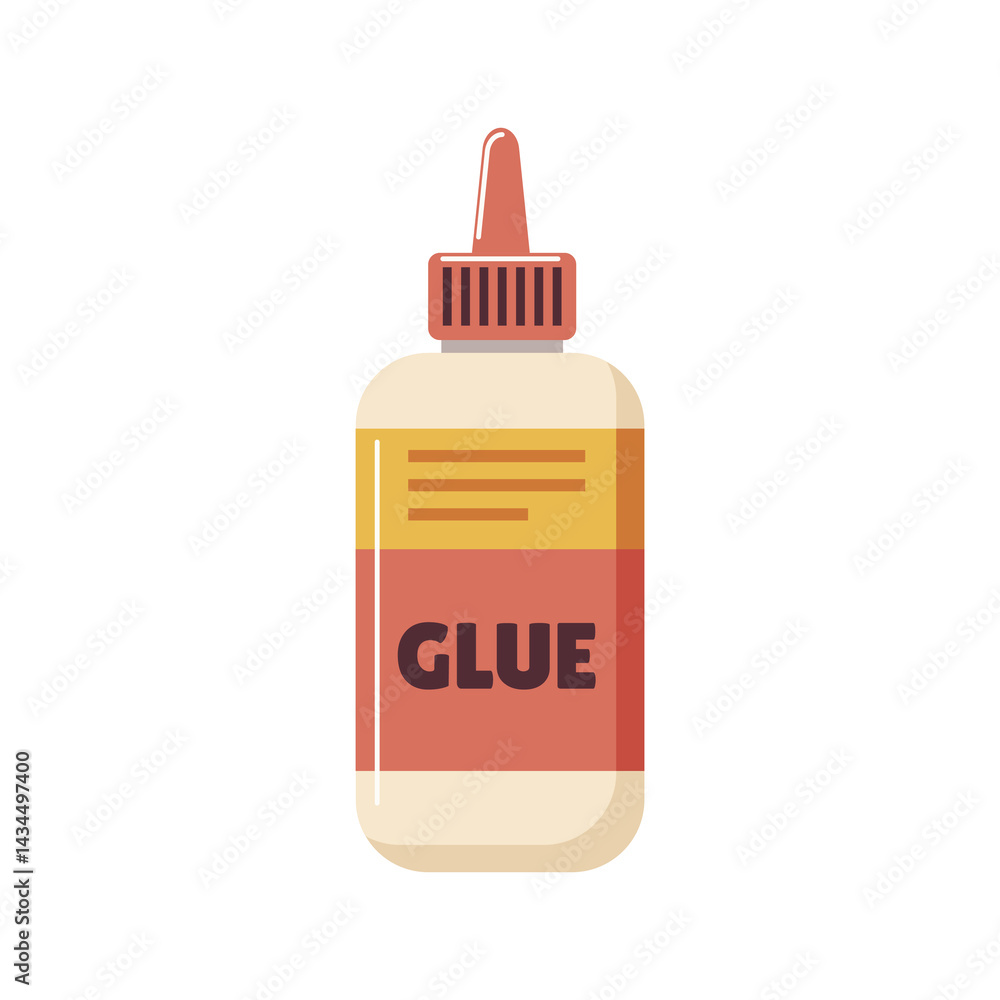 Fototapeta premium Glue in bottle in flat design. Sticky adhesive product for handcraft fix. Vector illustration isolated.