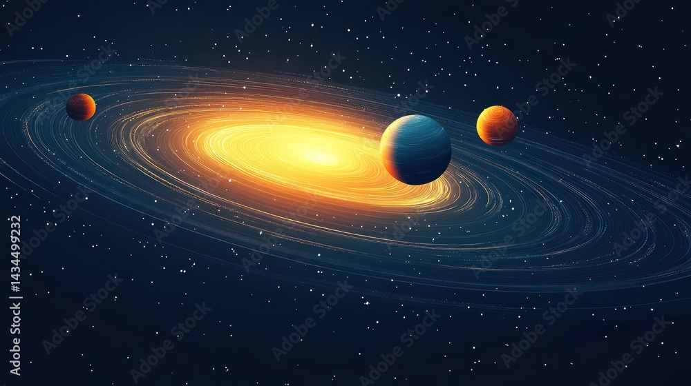 Fototapeta premium Galaxy with planets in space illustration cosmic background with stars and nebula.