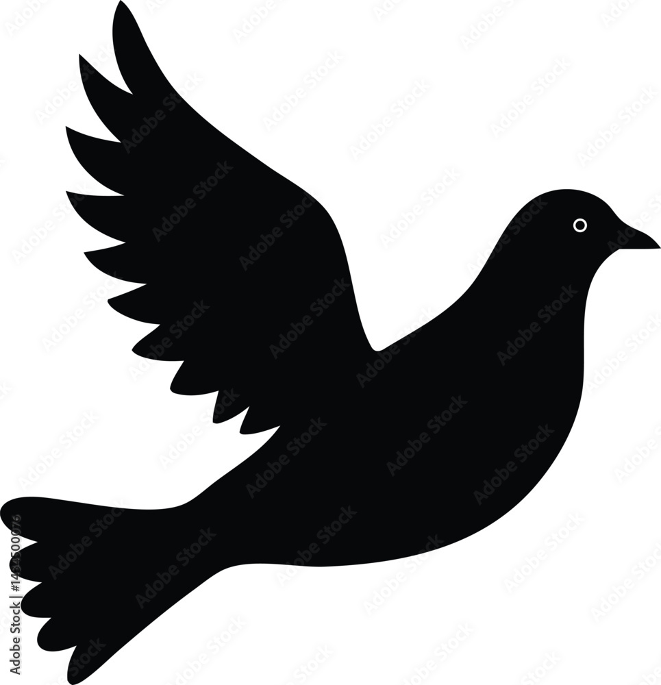 Obraz premium Silhouette Pigeon Bird Flying Position Clip rt