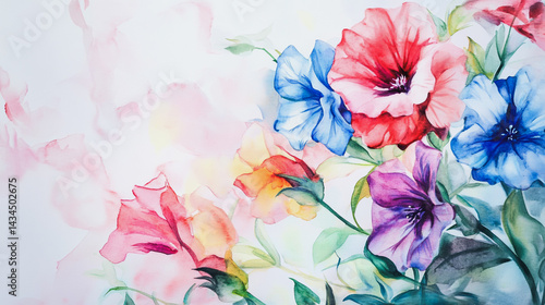 watercolor botanical Lisianthus flowers texture template background.Elegant wedding invitation card background . Minimal hand painted Design for wedding or Valentine's Day
