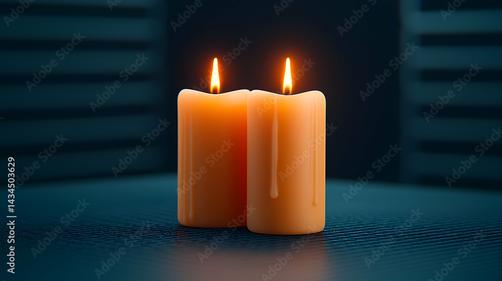 Two Orange Candles Glowing Softly on Dark Surface