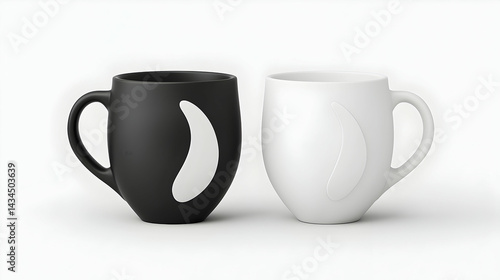 Obraz na płótnie Two Minimalist Coffee Mugs Black and White Studio Shot w salonie