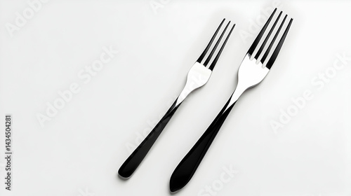 Obraz na płótnie Two Stylish Silver Forks on White Background w salonie
