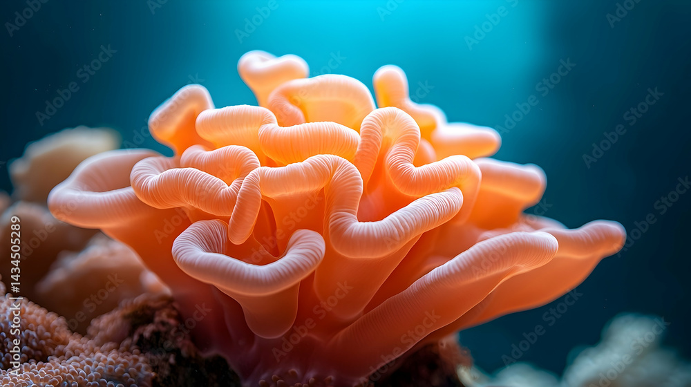 Vibrant Orange Coral in Underwater Scene