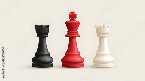 Obraz na płótnie Vintage Illustration of Chess Pieces King Queen and Rook w salonie