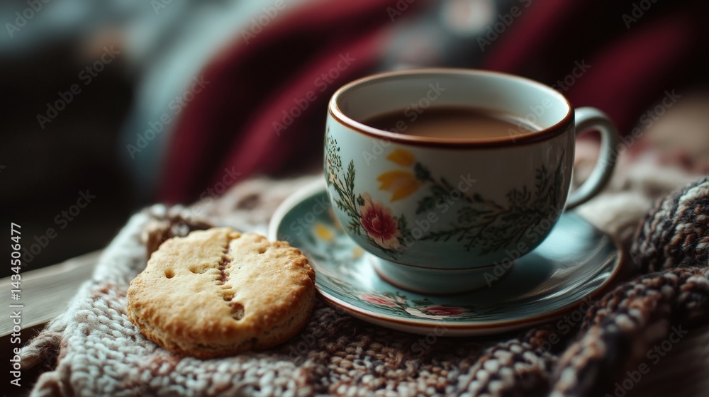 Cozy afternoon tea with floral china. Cozy afternoon tea with floral china.