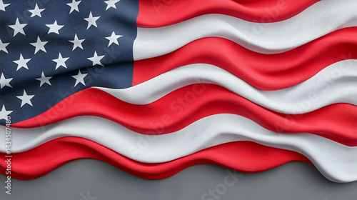 Obraz na płótnie Waving American Flag on Grunge Concrete Wall w salonie