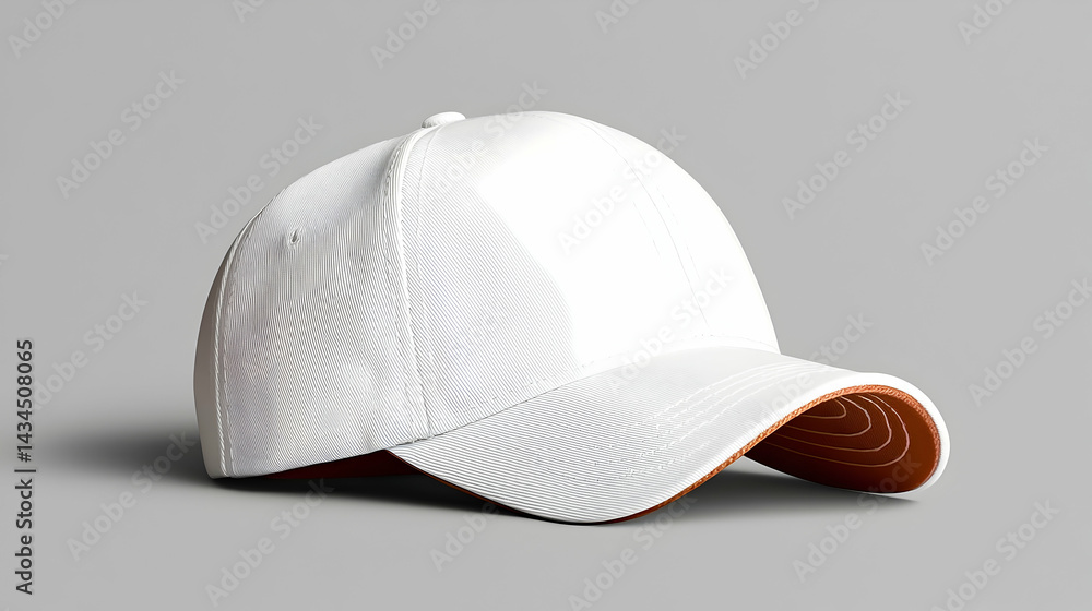 White Baseball Cap Mockup on Grey Background