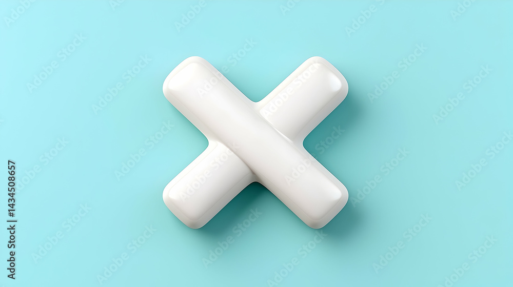 White Cross Shape on Light Blue Background