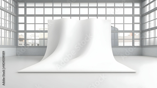Obraz na płótnie White Fabric Draped in Modern Studio Setting w salonie