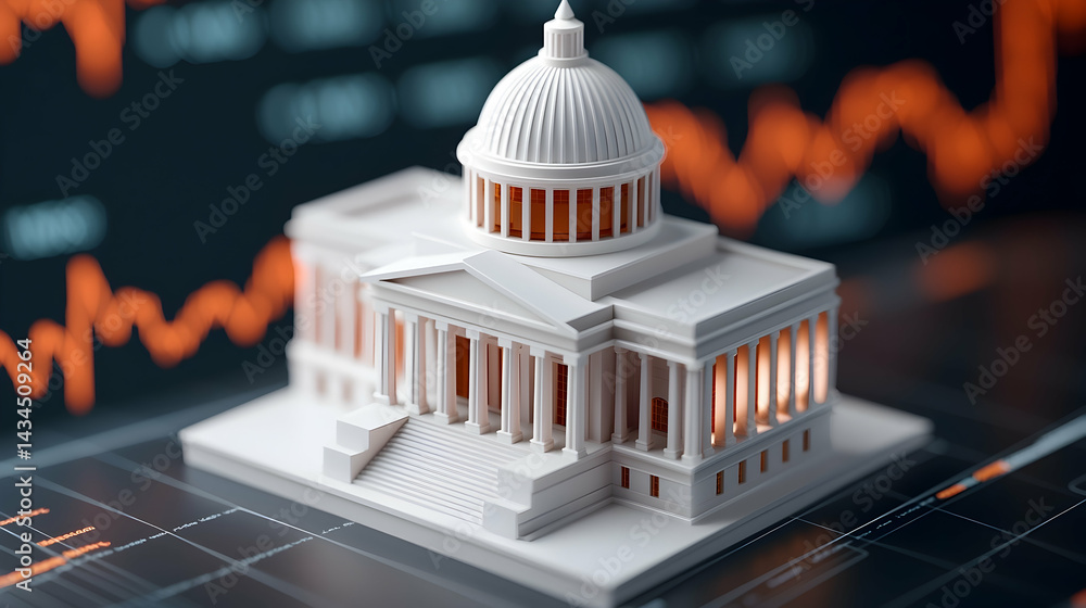 White Government Building Model on Financial Data Background