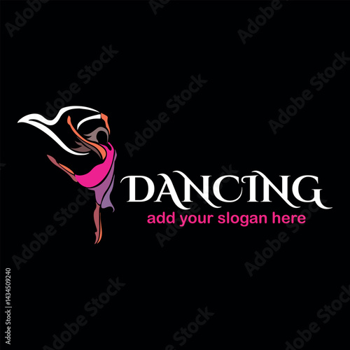 romantic couple dance logo design logo vector