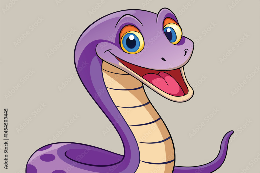 Fototapeta premium vector illustration of a cartoon-style cobra snake.