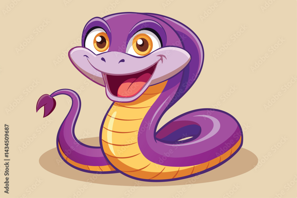Fototapeta premium vector illustration of a cartoon-style cobra snake.