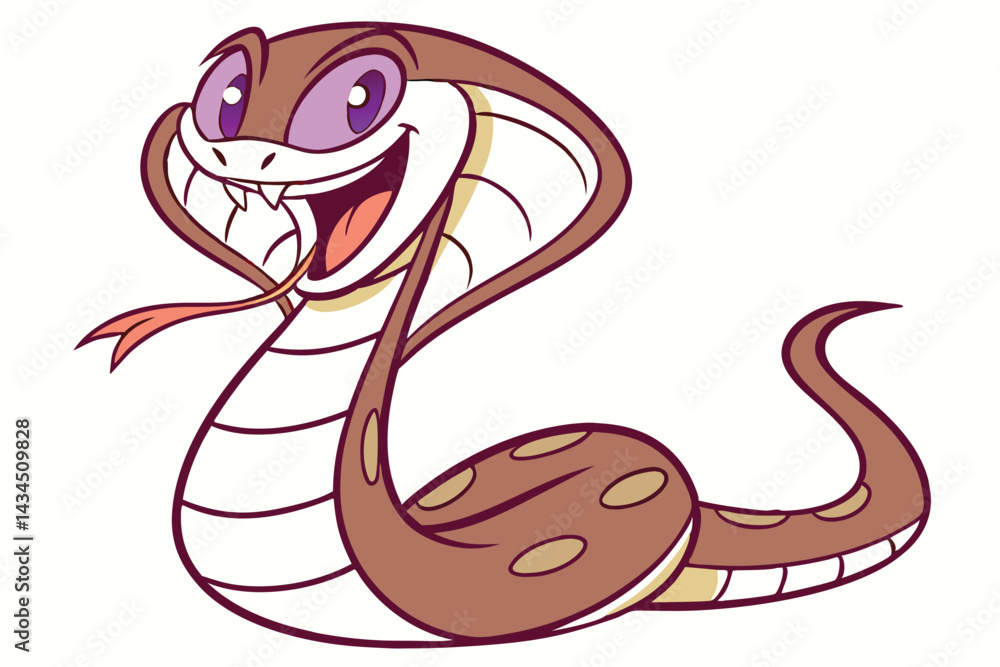 Fototapeta premium vector illustration of a cartoon-style cobra snake.