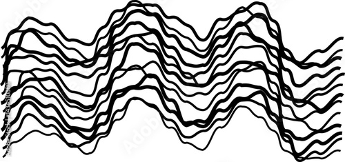 Wavy parallel lines forming a stretched and compressed elastic wave pattern.