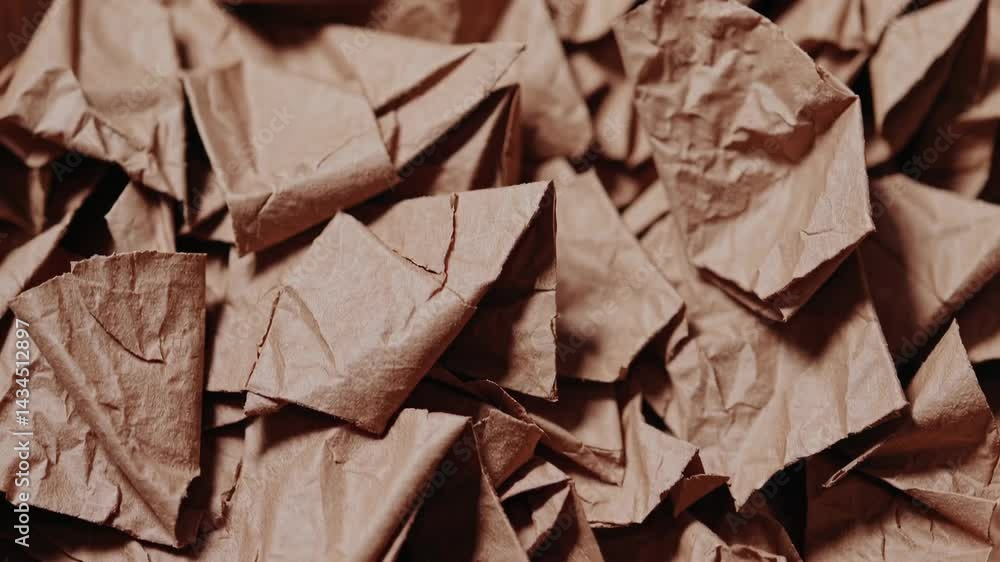 Tumbling brown paper origami forms creating dynamic abstract background Tumbling brown paper origami forms creating dynamic abstract background