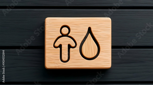Wooden Men's Toilet Sign on Dark Wood Background