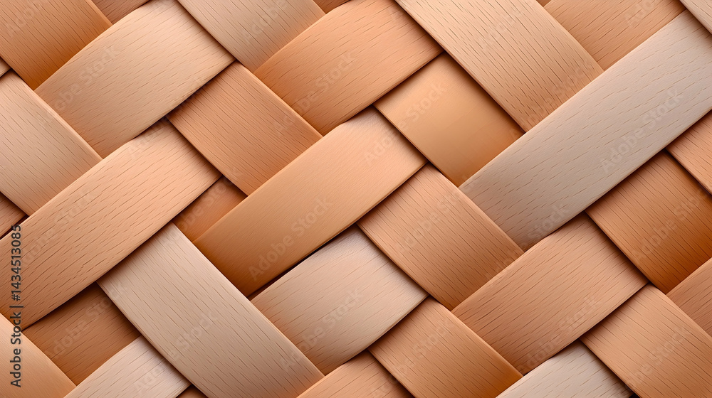 Woven Willow Wood Texture Background: Natural Brown and Beige Intertwined Pattern