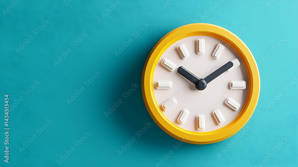 Yellow Pixel Art Clock on Blue Background
