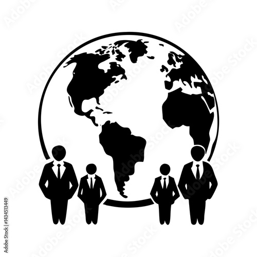 global business icon, global business silhouette vector illustration-simple silhouette illustration of global business,global business vector