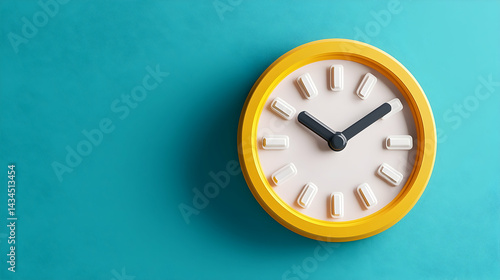 Obraz na płótnie Yellow Pixel Art Clock on Blue Background w salonie