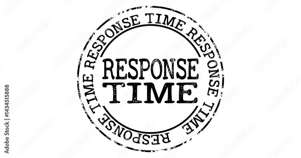 Obraz premium Black and White Stamped Response Time Text in a Circular Design