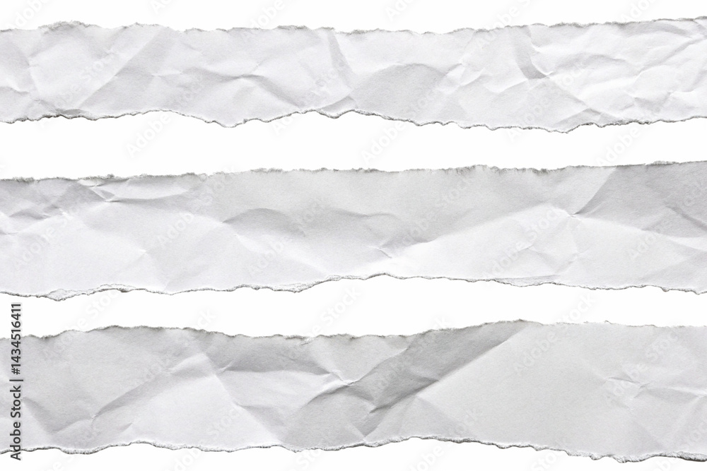 Obraz premium White ripped paper torn edges strips isolated on transparent background