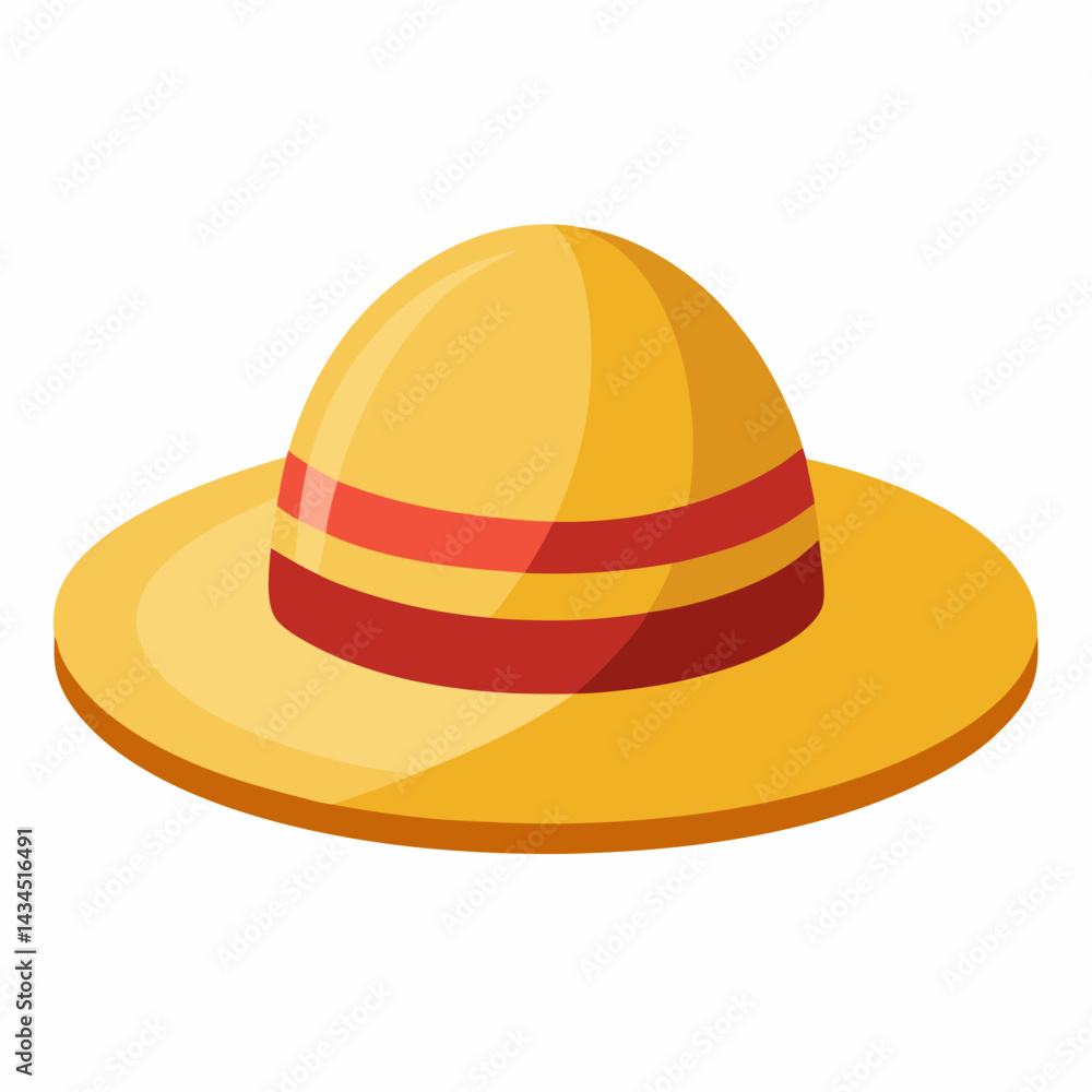 Minimal Straw Hat Vector on White Minimal Straw Hat Vector on White