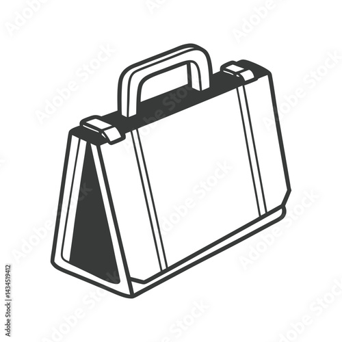 Black Briefcase Silhouette with Handle and Secure Lock, Professional Business Symbol, Minimalist Work Bag Black Briefcase Silhouette Design. 