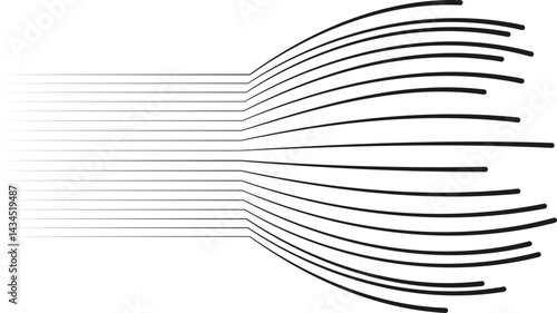 Inflated parallel lines radiating outward with irregular ends, forming a bold visual spread.