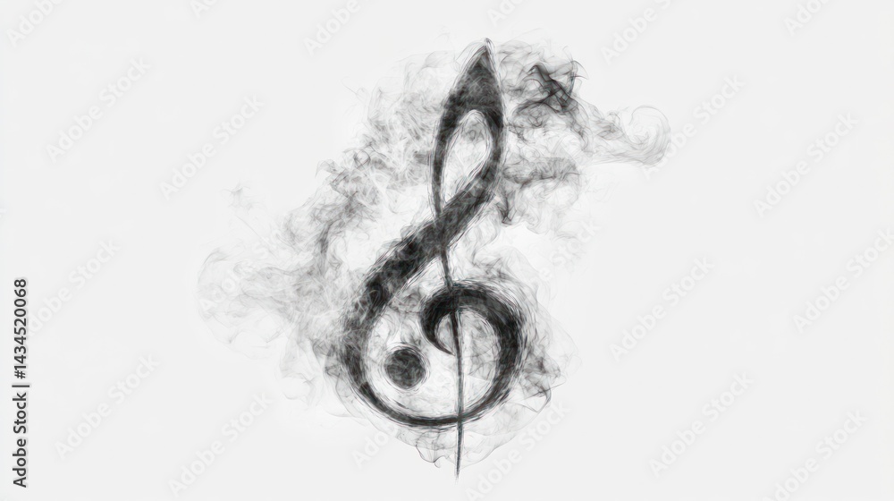 Fototapeta premium Smoke Treble Clef Music Note Abstract Design (2)