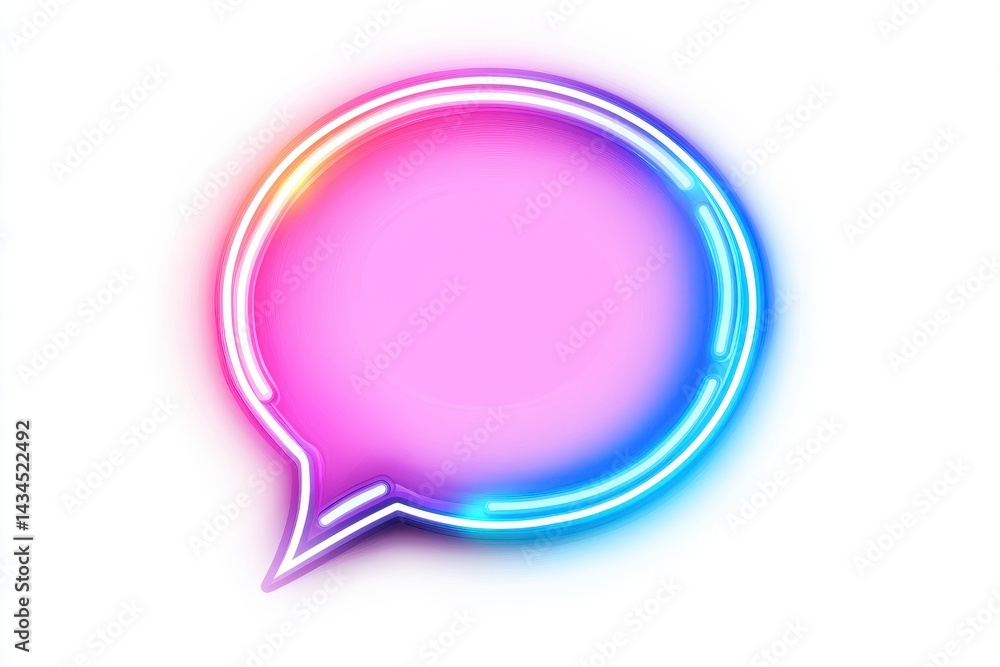 A vibrant neon speech bubble with a pink center and a blue and orange outline A vibrant neon speech bubble with a pink center and a blue and orange outline