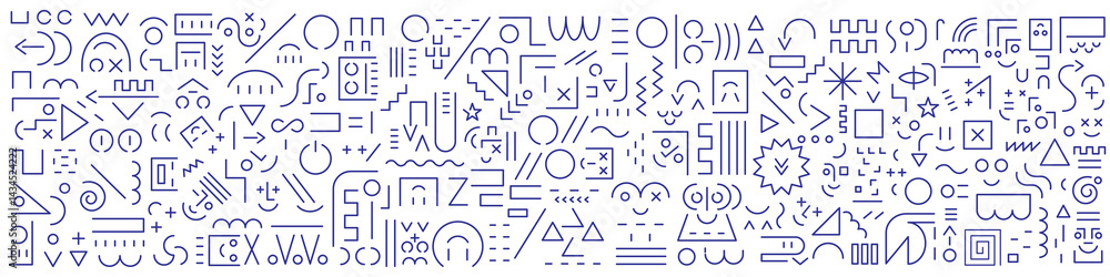 Flat lines figures faces creative education vector pattern background design element Flat lines figures faces creative education vector pattern background design element